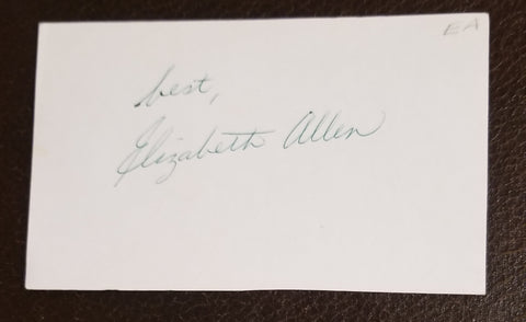 LONG TIME ACTRESS ELIZABETH ALLEN HAND SIGNED CARD D.2006