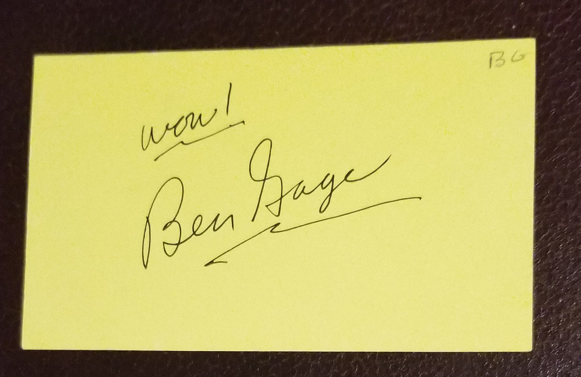 VOICE AND CHARACTER ACTOR BEN GAGE HAND SIGNED CARD D.1978