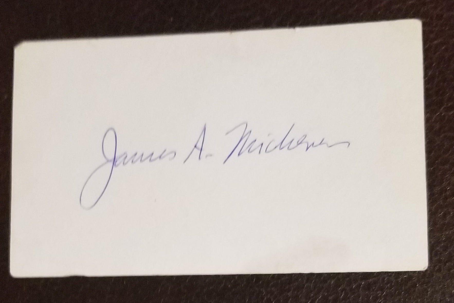 AUTHOR JAMES MICHENER HAND SIGNED CARD D.1997