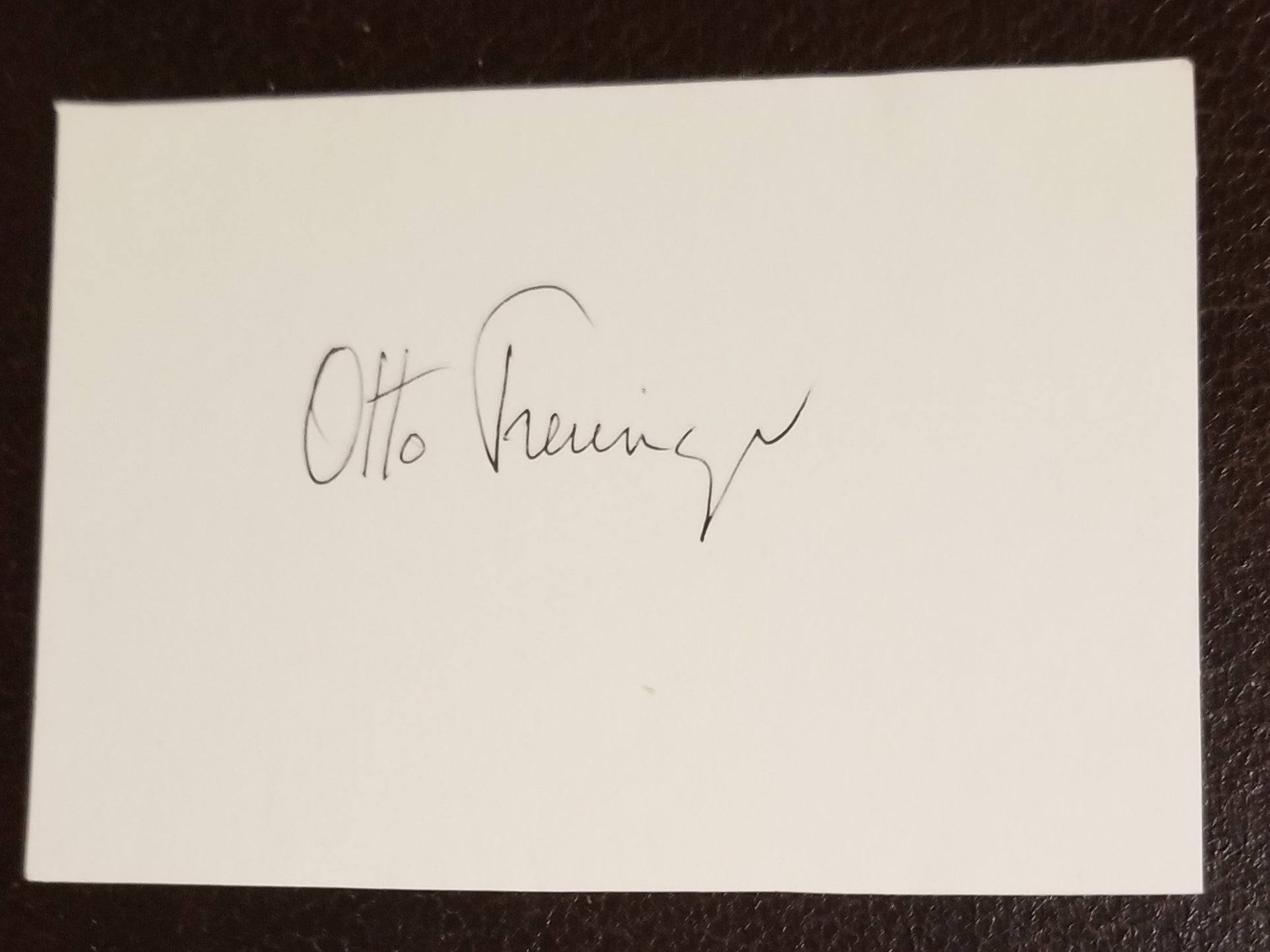 DIRECTOR ACTOR OTTO PREMINGER HAND SIGNED CARD D.1986