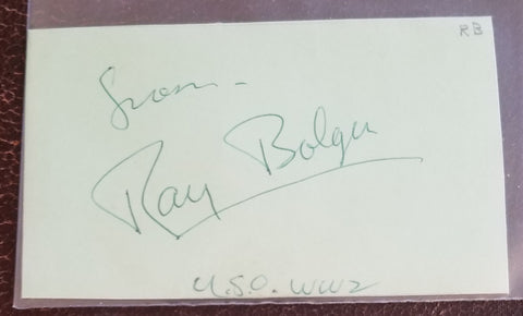 SCARECROW ACTOR FROM WIZARD OF OZ RAY BOLGER HAND SIGNED CARD D.1987