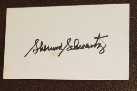 TV PRODUCER SHERWOOD SCHWARTZ HAND SIGNED CARD D.2011