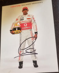 FORMULA ONE CHAMPION LEWIS HAMILTON HAND SIGNED 8X10 PHOTO CARD AND A SECOND PHOTO CARD