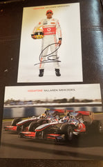 FORMULA ONE CHAMPION LEWIS HAMILTON HAND SIGNED 8X10 PHOTO CARD AND A SECOND PHOTO CARD