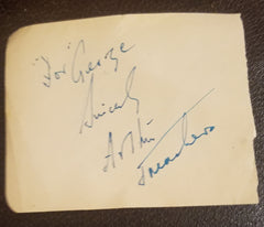 CHILD ACTOR DICKIE MOORE (D.2015) AND ARTHUR TREACHER (D.1975) HAND SIGNED ON SAME PAGE