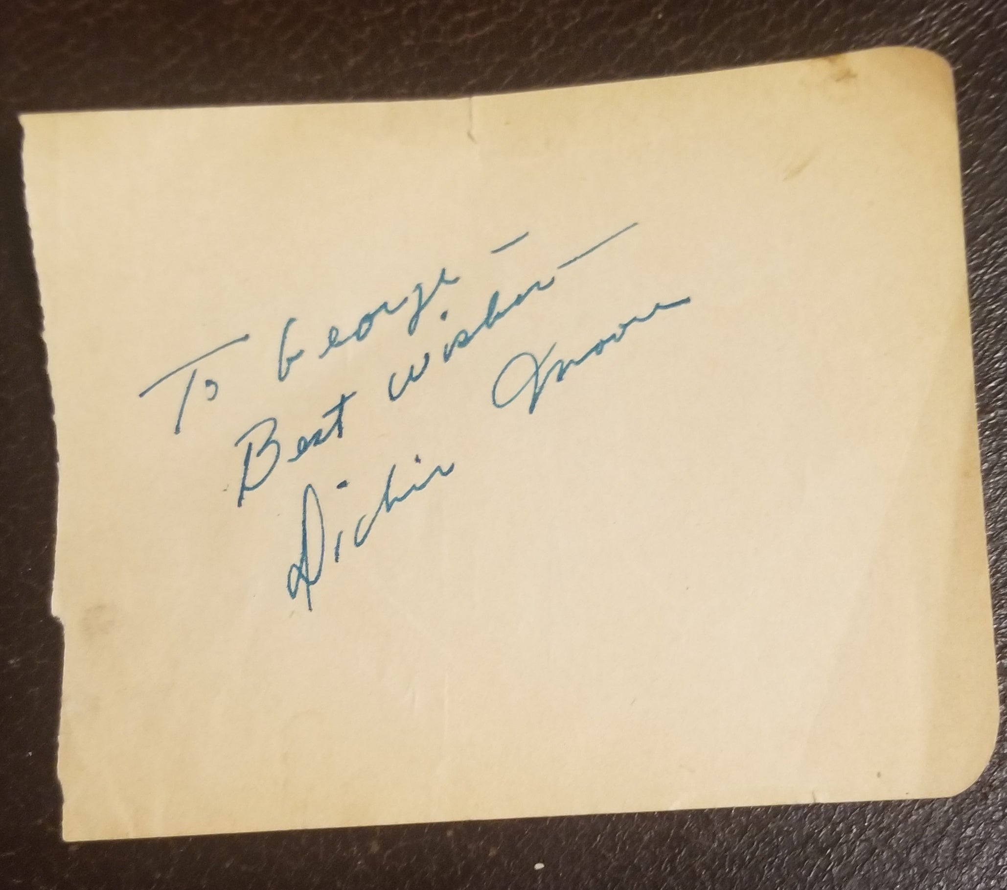 CHILD ACTOR DICKIE MOORE (D.2015) AND ARTHUR TREACHER (D.1975) HAND SIGNED ON SAME PAGE