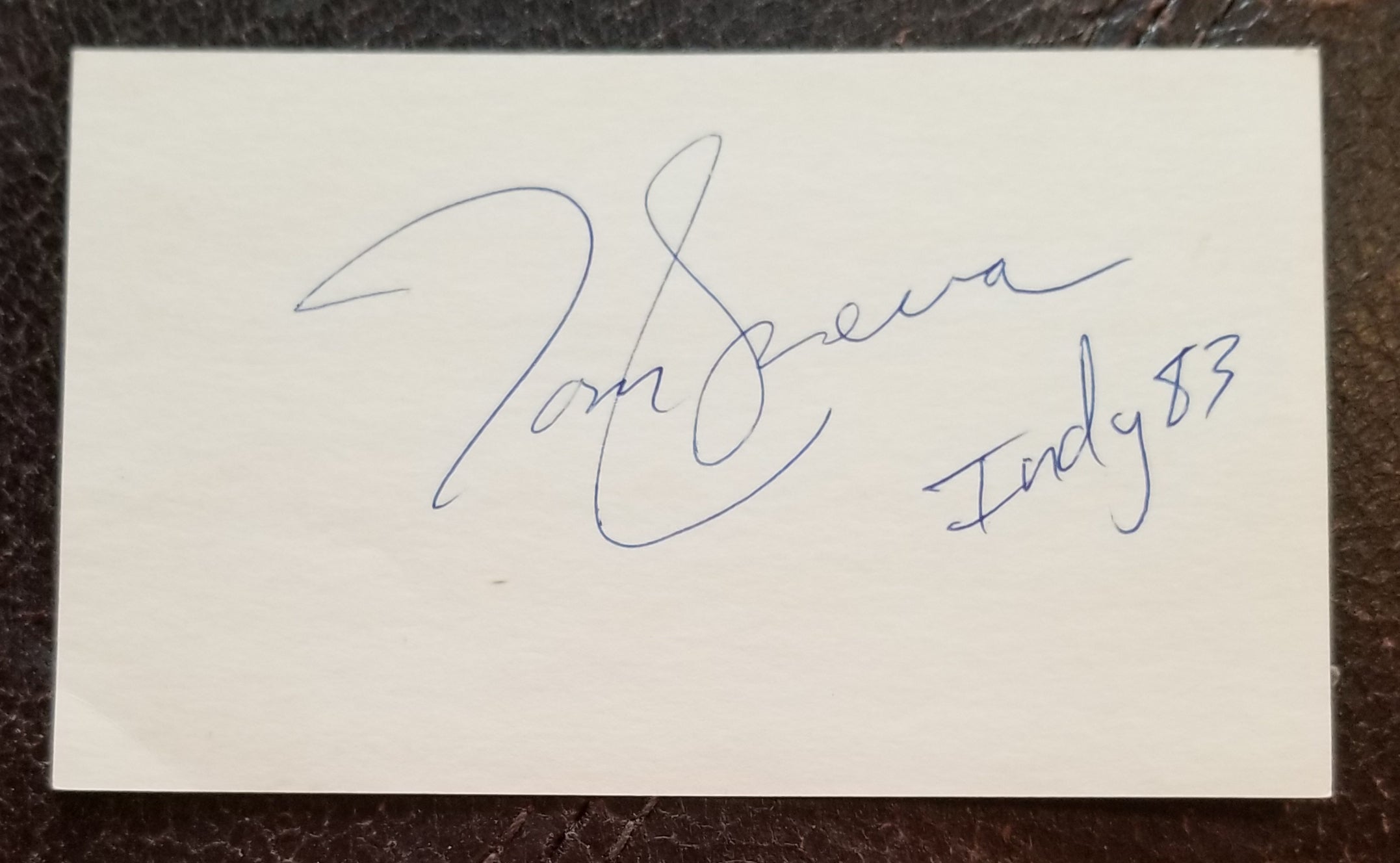 INDY 500 1983 CHAMPION TOM SNEVA HAND SIGNED CARD