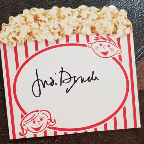 GREAT ACTRESS JUDI DENCH HAND SIGNED POPCORN CUTOUT