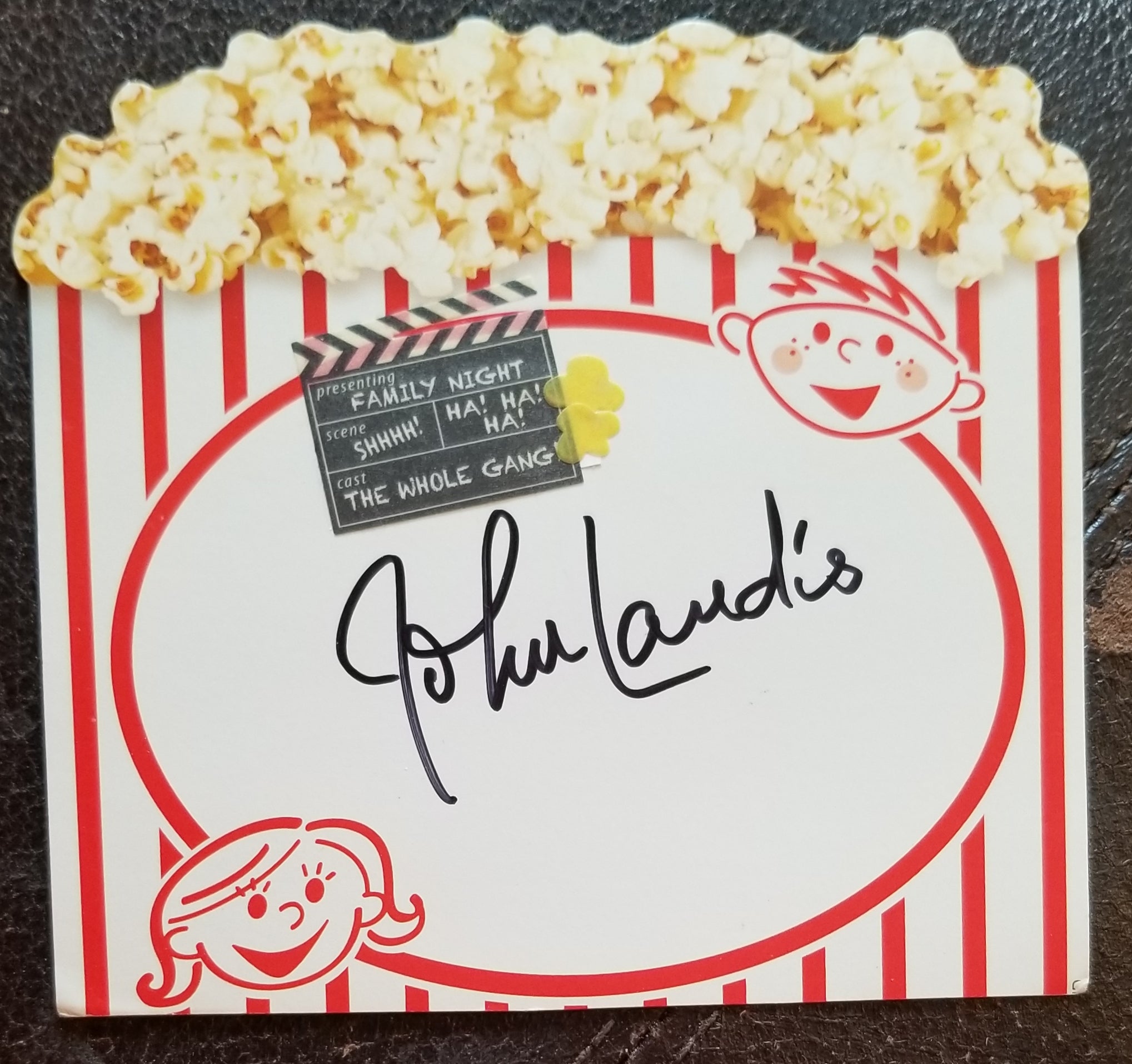 ANIMAL HOUSE DIRECTOR JOHN LANDIS HAND SIGNED POPCORN CUTOUT