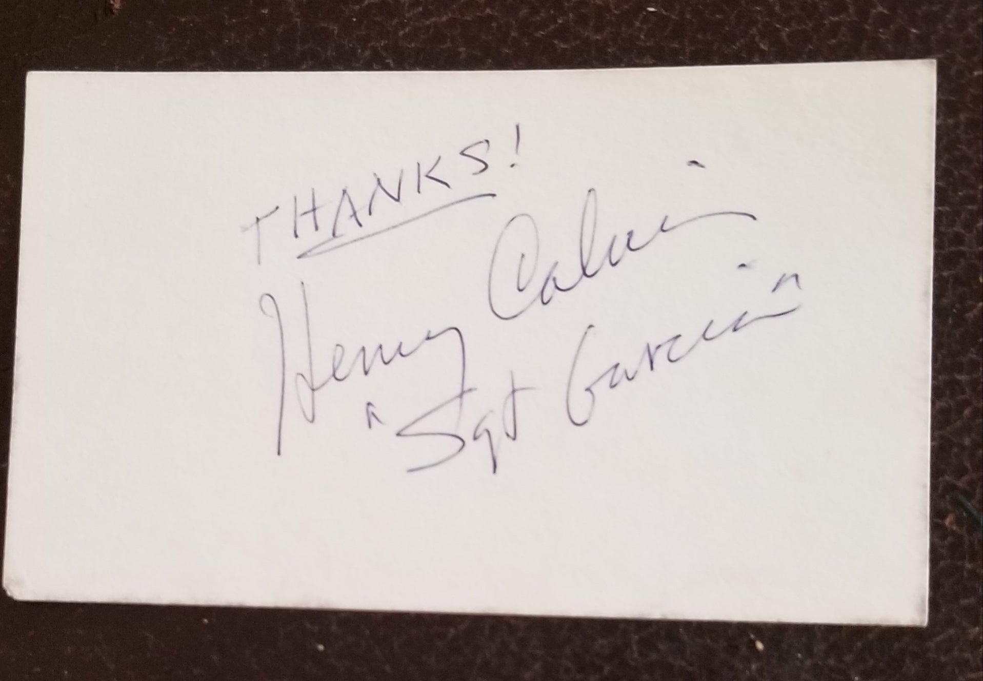 ZORRO'S SARGENT GARCIA ACTOR HENRY CALVIN HAND SIGNED CARD D.1975