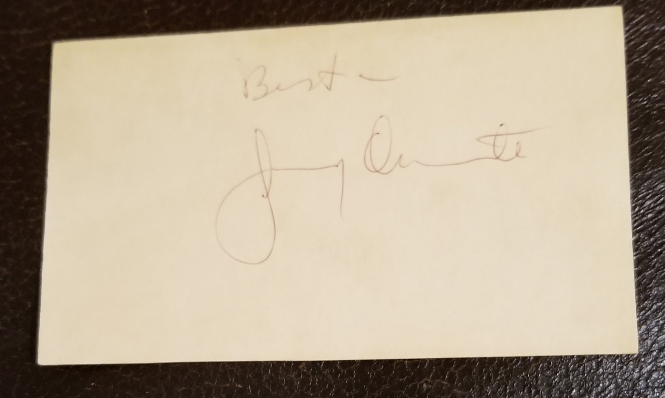 ACTOR COMEDIAN JIMMY DURANTE HAND SIGNED CARD D.1980