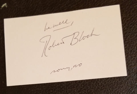 PYSCHO AUTHOR ROBERT BLOCH HAND SIGNED CARD D.1994