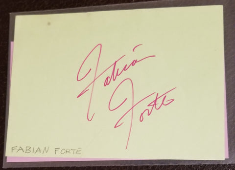 TEEN IDOL SINGER FABIAN (FORTE) HAND SIGNED PAGE