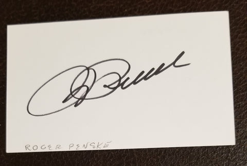 RACING EXECUTIVE AND FORMER DRIVER ROGER PENSKE HAND SIGNED CARD