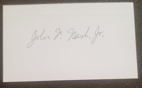 1994 NOBEL PRIZE WINNER JOHN NASH HAND SIGNED CARD D.2015 "A BEAUTIFUL MIND"