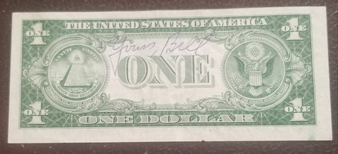 ALCOHOLICS ANONYMOUS FOUNDER BILL W (WILSON) HAND SIGNED ONE DOLLAR SILVER CERTIFICATE BILL D.1971