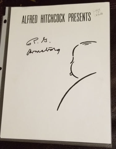 CHARACTER ACTOR R.G. ARMSTRONG HAND SIGNED ALFRED HITCHCOCK PRSENTS 8X10 PAGE D.2012