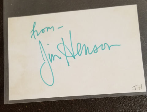 GREAT MUPPETS CREATOR JIM HENSON HAND SIGNED CARD D.1990