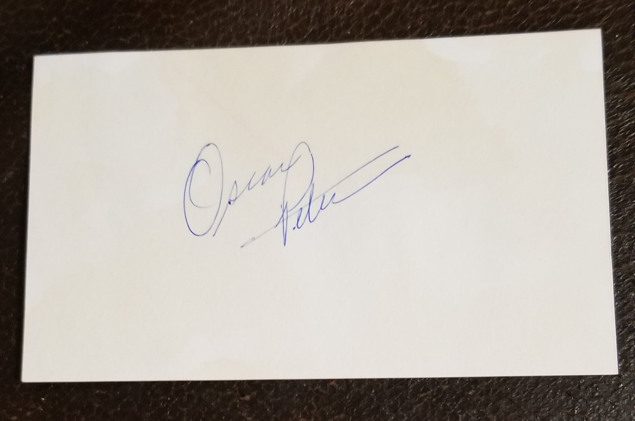 LEGENDARY JAZZ PIANIST OSCAR PETERSON HAND SIGNED CARD D.2007