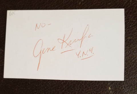 JAZZ LEGEND DRUMMER GENE KRUPA HAND SIGNED CARD D.1973