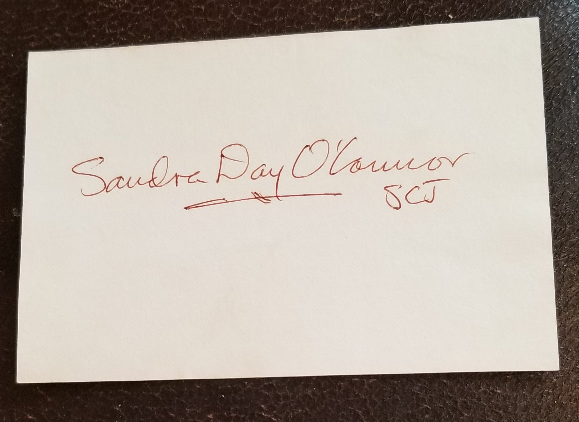 SUPREME COURT JUSTICE SANDRA DAY O'CONNOR HAND SIGNED CARD