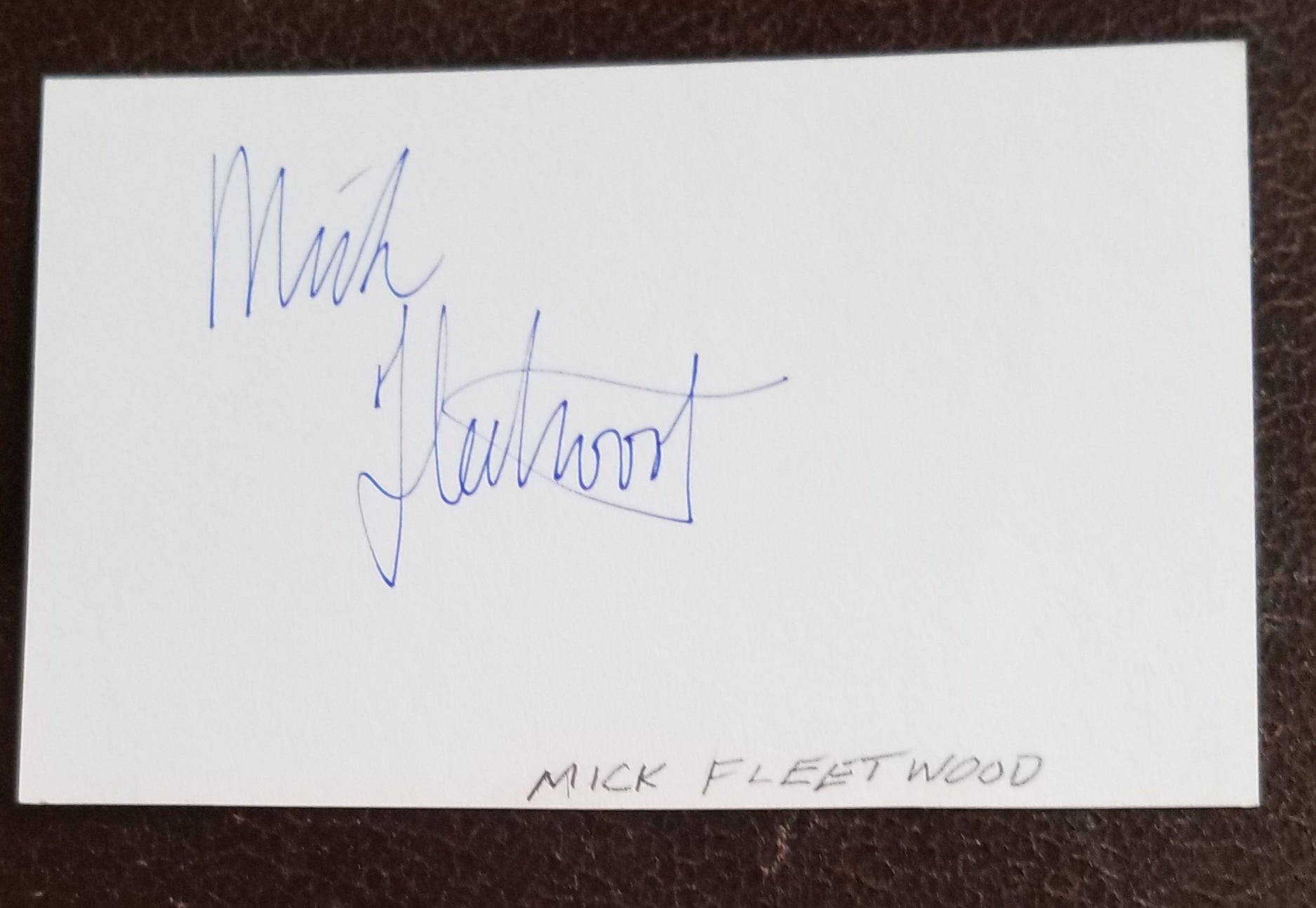 FLEETWOOD MAC DRUMMER MICK FLEETWOOD HAND SIGNED CARD