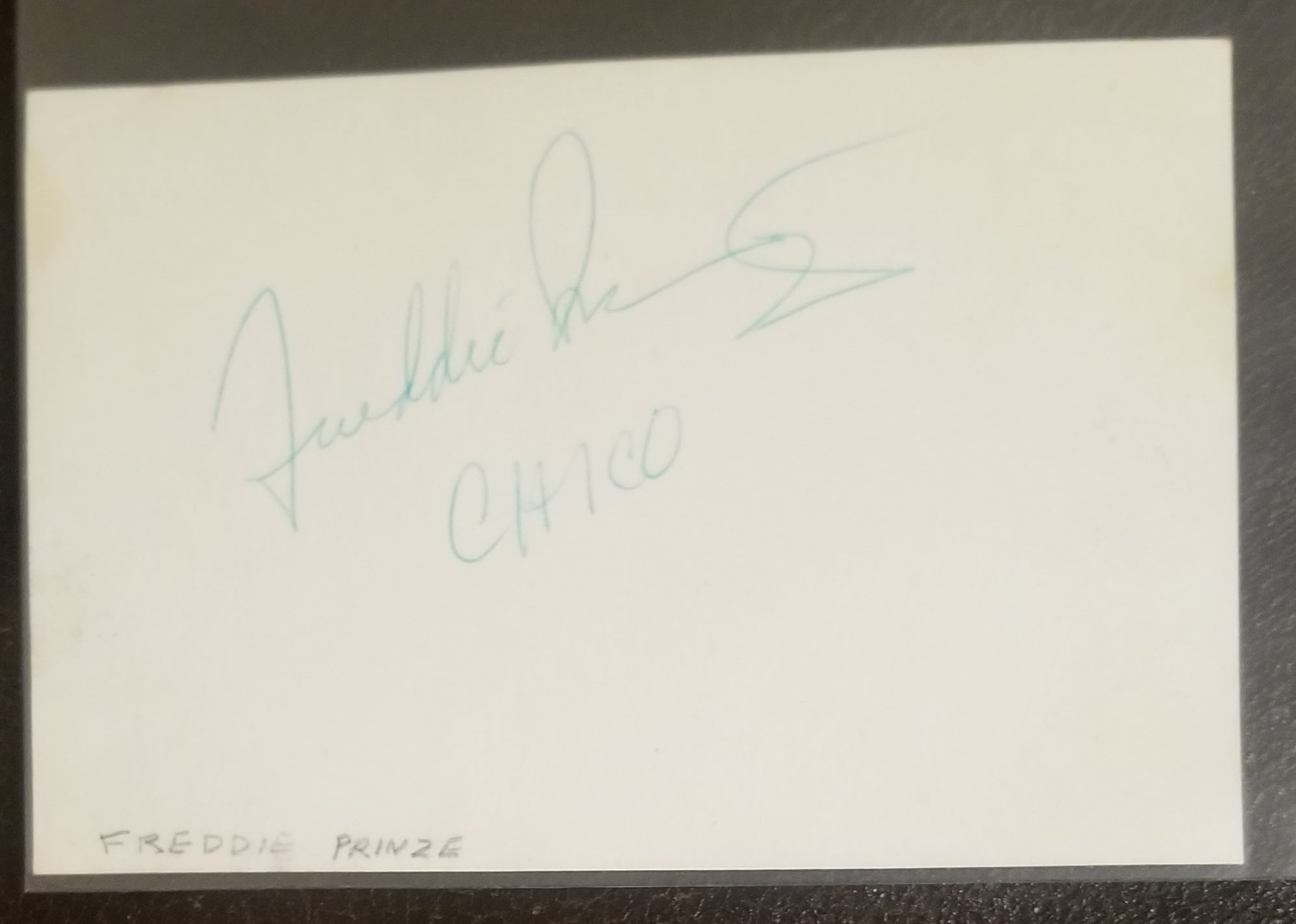 "CHICO AND THE MAN" ACTOR FREDDIE PRINZE HAND SIGNED CARD D.1977