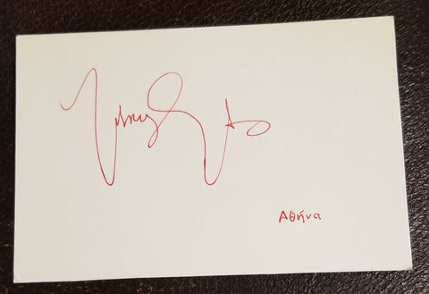 ZORBA THE GREEK COMPOSER MIKIS THEODORAKIS HAND SIGNED CARD RIP