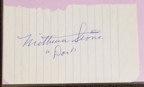 GUNSMOKE ACTOR MILBURN STONE HAND SIGNED SMALL NOTEBOOK PAGE D.1980