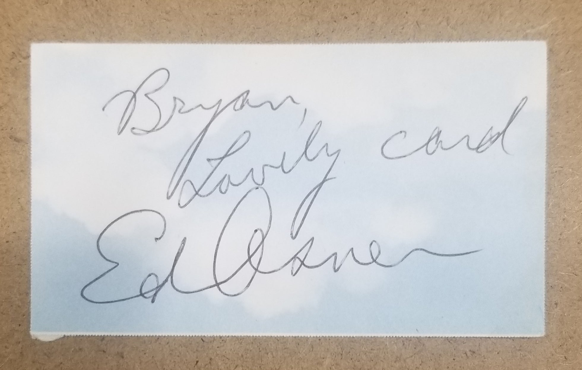 LONG TIME GREAT ACTOR ED ASNER HAND SIGNED CARD RIP