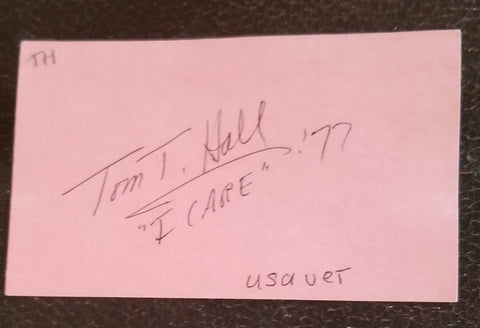 COUNTRY MUSIC GREAT TOM T. HALL HAND SIGNED CARD RIP