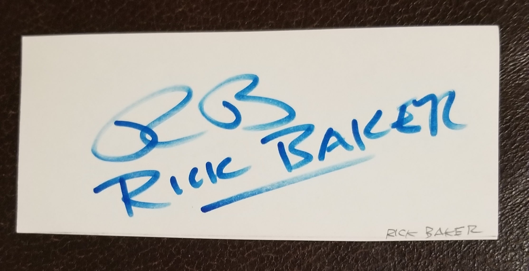 SPECIAL MAKE UP ARTIST AND ACTOR RICK BAKER HAND SIGNED CARD