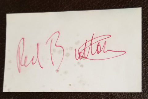 ACTOR COMEDIAN RED BUTTONS HAND SIGNED CARD D.2006 WATER DAMAGE