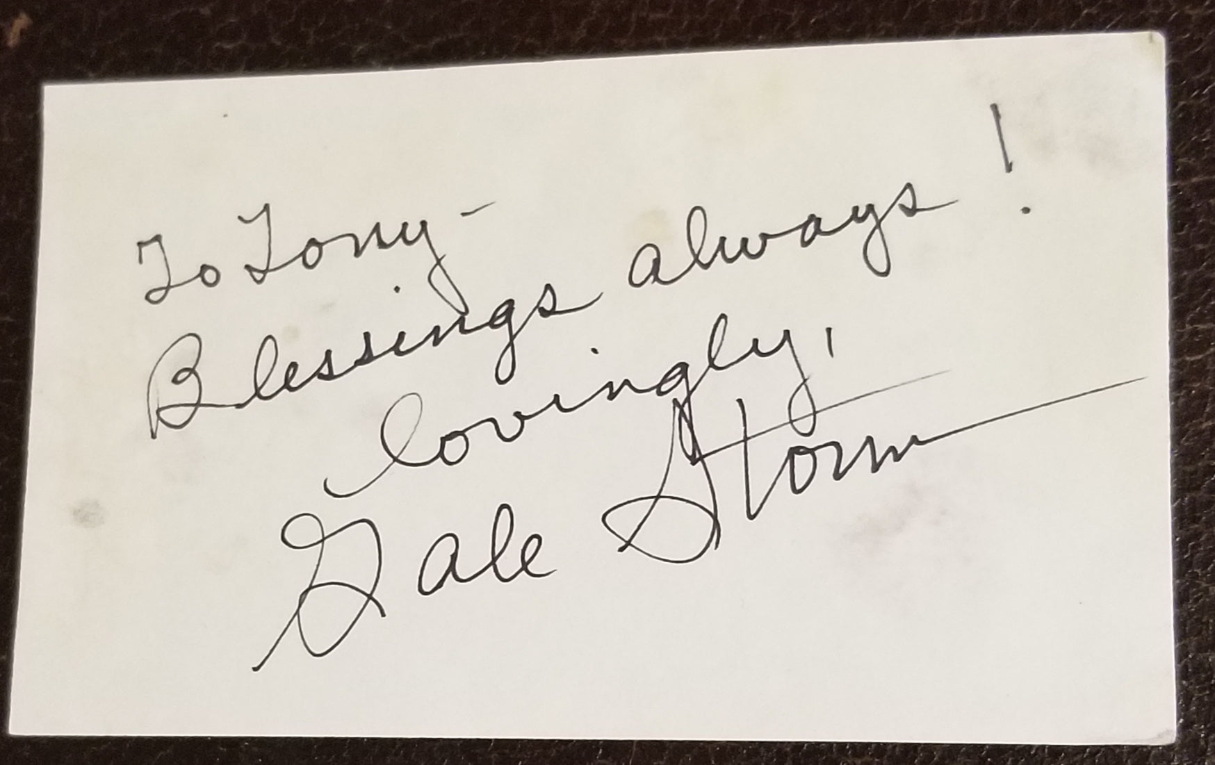 "MY LITTLE MARGIE" ACTRESS GALE STORM HAND SIGNED CARD D.2009