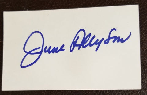 LONG TIME ACTRESS JUNE ALLYSON HAND SIGNED CARD D 2006