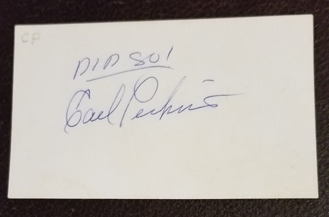 EARLY ROCK LEGEND CARL PERKINS HAND SIGNED CARD D.1998