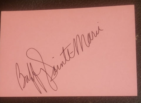 INDIGENOUS SINGER BUFFY SAINTE-MARIE HAND SIGNED CARD