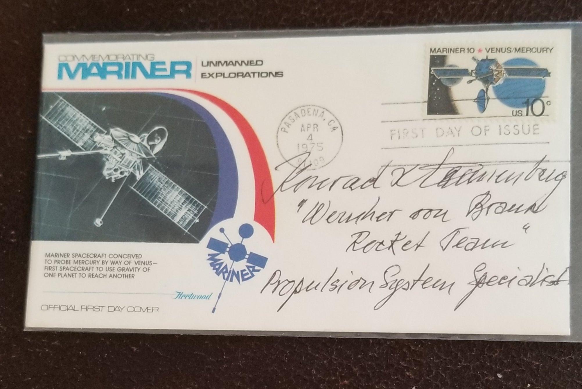 ROCKET PIONEER KONRAD DANNENBERG HAND SIGNED FDC FIRST DAY COVER D.2009