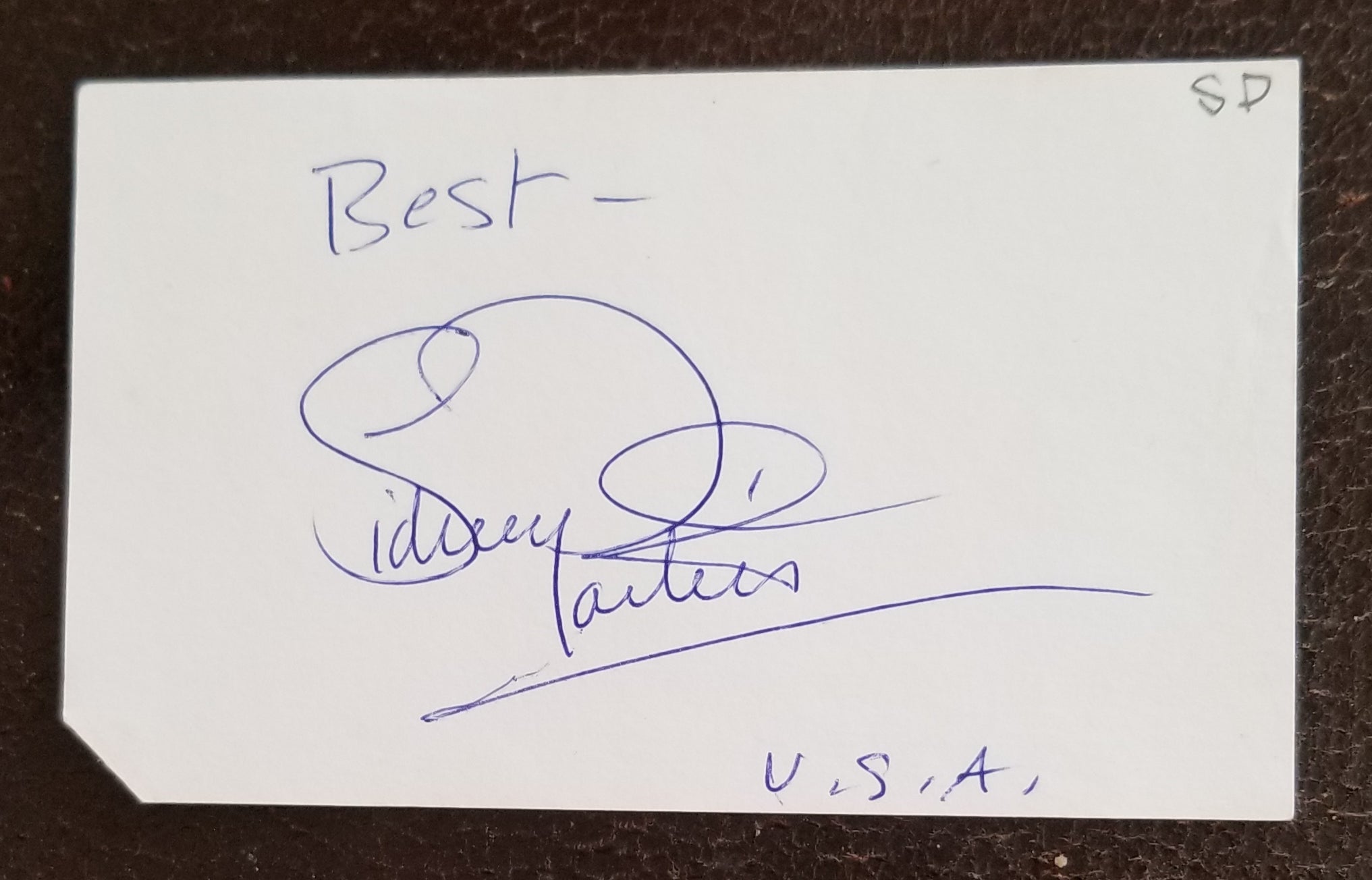 GREAT ACTOR SIDNEY POITIER HAND SIGNED CARD RIP