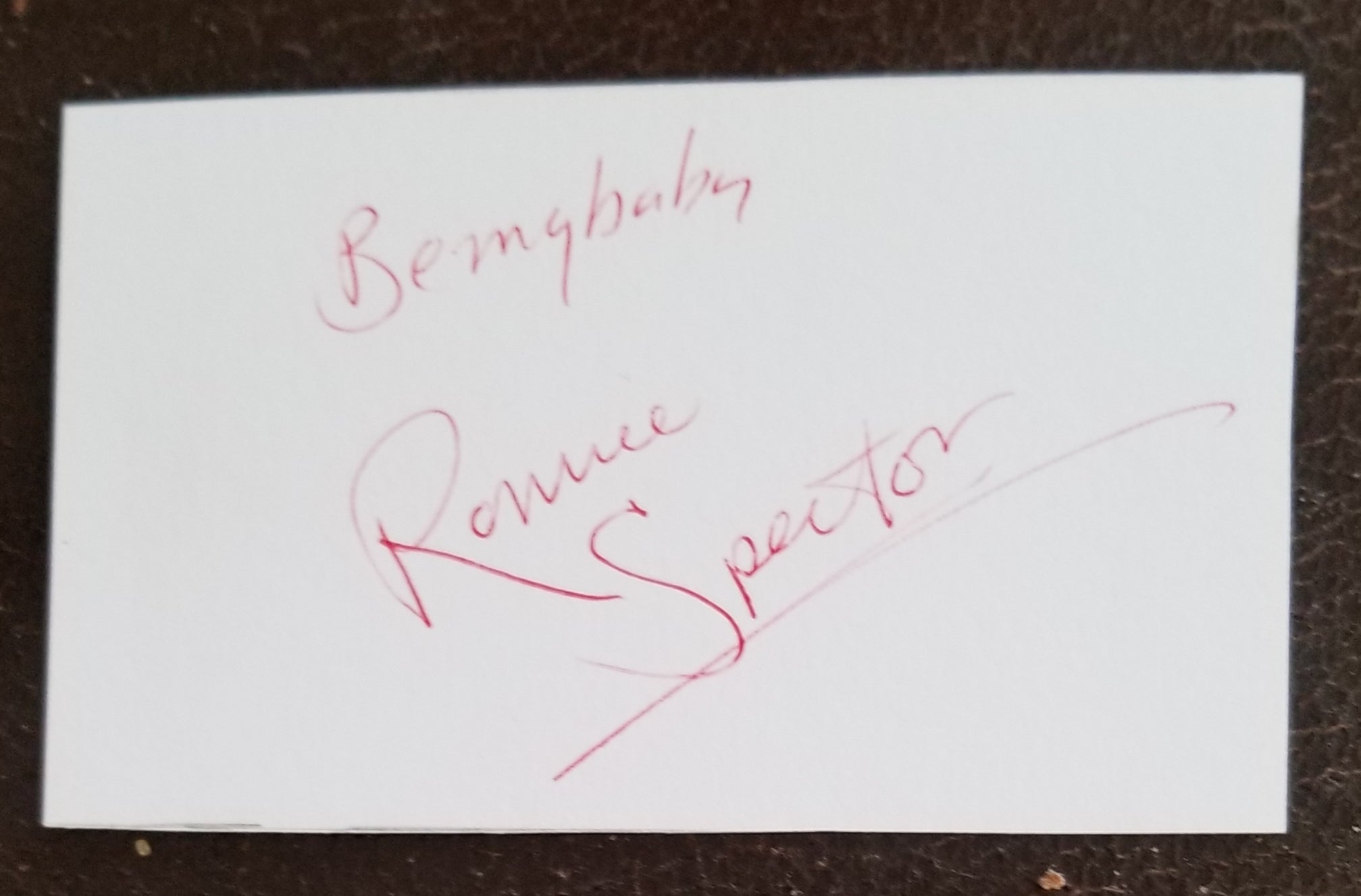 GREAT SINGER RONNIE SPECTOR HAND SIGNED CARD RIP