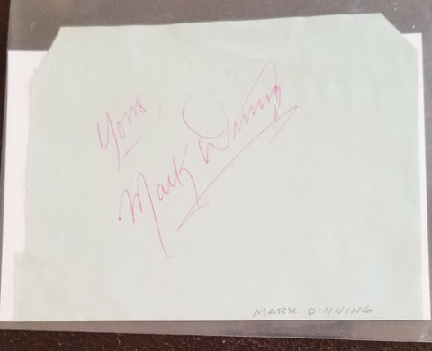 "TEEN ANGEL" SINGER MARK DINNING HAND SIGNED PAGE D.1986