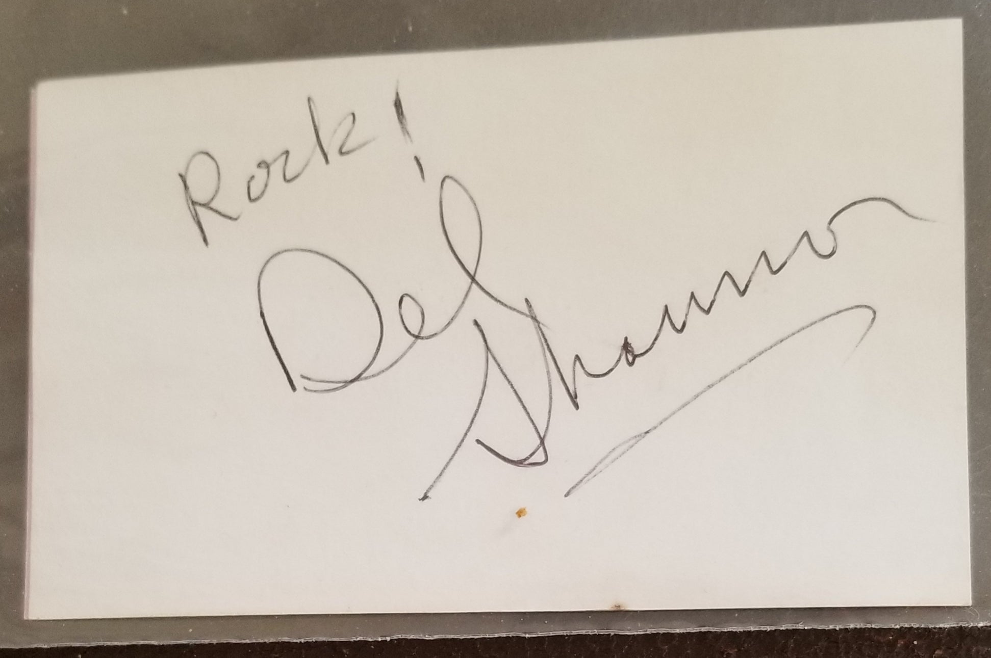 ROCK GREAT DEL SHANNON HAND SIGNED CARD D.1990