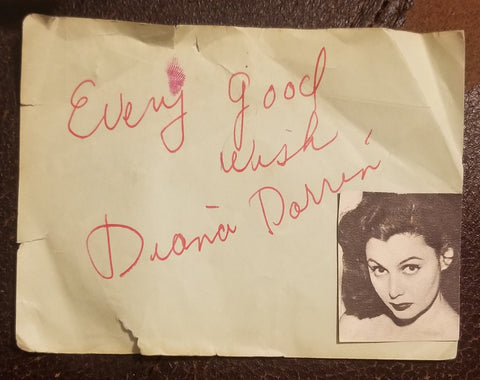 THREE STOOGES ACTRESS DIANA DARRIN HAND SIGNED VINTAGE PAGE