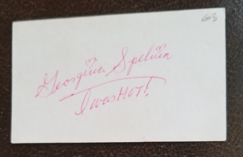 "THE DEVIL IN MRS. JONES" ACTRESS GEORGINA SPELVIN HAND SIGNED CARD