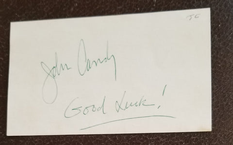 GREAT COMEDIAN JOHN CANDY HAND SIGNED CARD D.1994