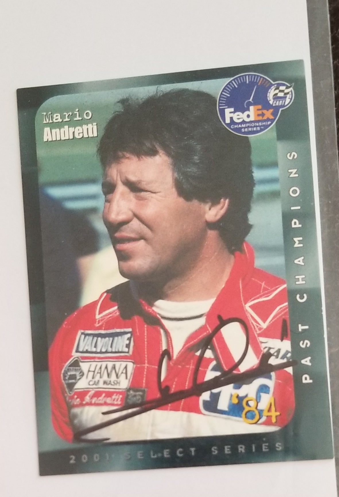 RACING LEGEND MARIO ANDRETTI HAND SIGNED TRADING CARD