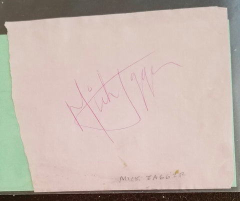 ROLLING STONES FOUNDER SINGER MICK JAGGER HAND SIGNED PAGE