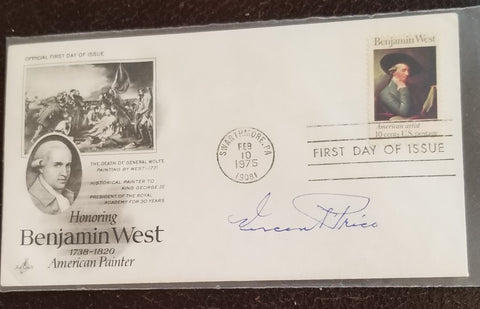 ACTOR VINCENT PRICE HAND SIGNED FDC FIRST DAY COVER D.1993