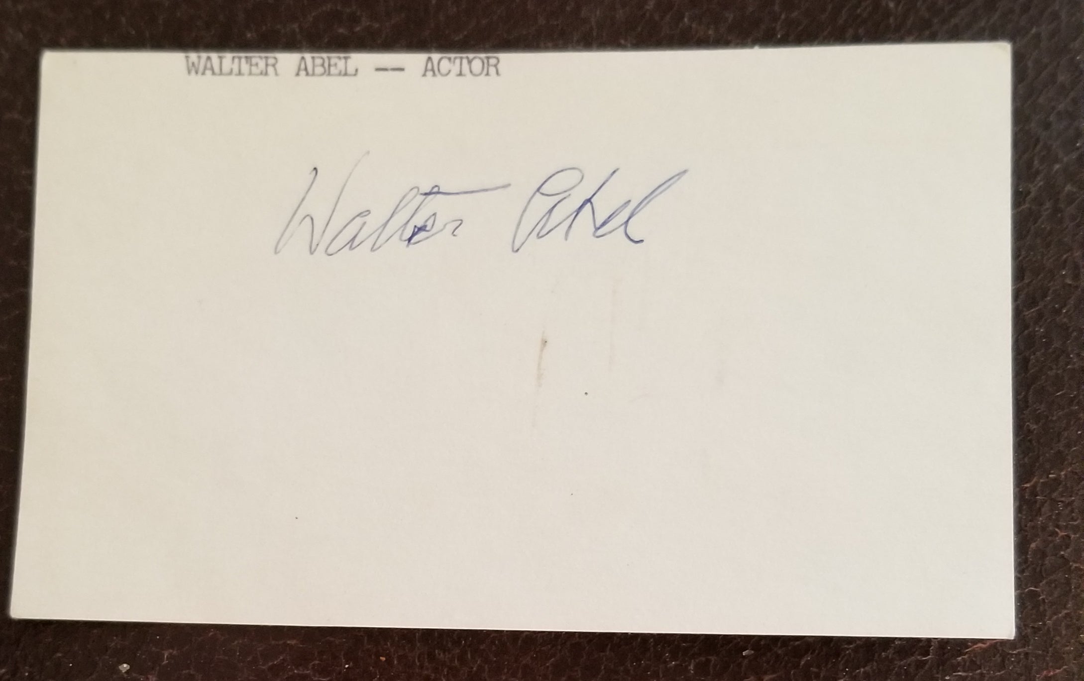 LONG TIME ACTOR WALTER ABEL HAND SIGNED CARD D.1987