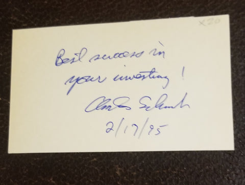 FINANCIAL EXECUTIVE CHARLES SCHWAB HAND SIGNED CARD CUT FROM BOOK COVER